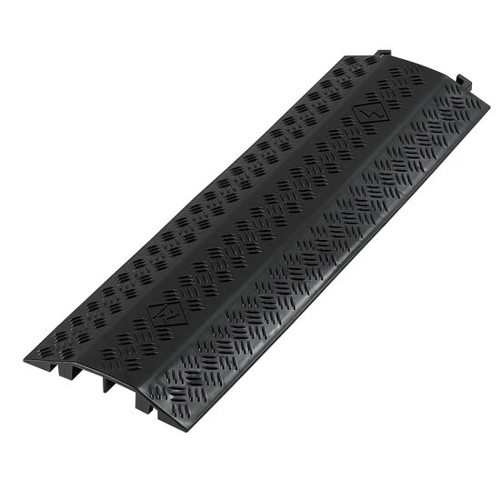 Rampa cu protectie cabluri, 2 x canale, max 8000 kg, Negru, Lungime 975 mm