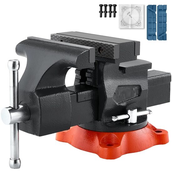 Menghina de banc, Latime falca 140 mm, baza blocare pivotanta 360°, deschidere falca 140 mm, fonta