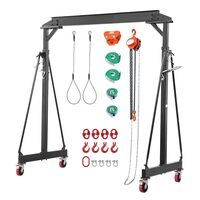 Macara portabila cu palan manual, chingi, max 2000 kg, Inaltime reglabila 2530-3730 mm