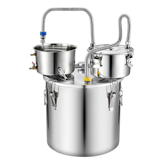 Cazan pentru distilat alcool, Inox, Capacitate 30 l, manometru, termometru scala dubla, pompa apa