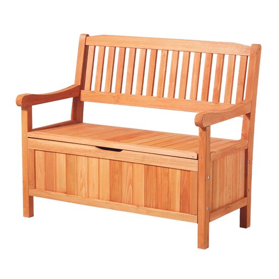 Banca de exterior cu dulap depozitare, Lemn brad, Maro, max 325 kg, 985 × 407 × 255 mm