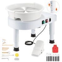 Roata de olarit electrica,  Diametru platan 28 cm, viteza 60-300 rpm, Alb, bazin detasabil, motor fara perii, Kit accesorii, 350 W
