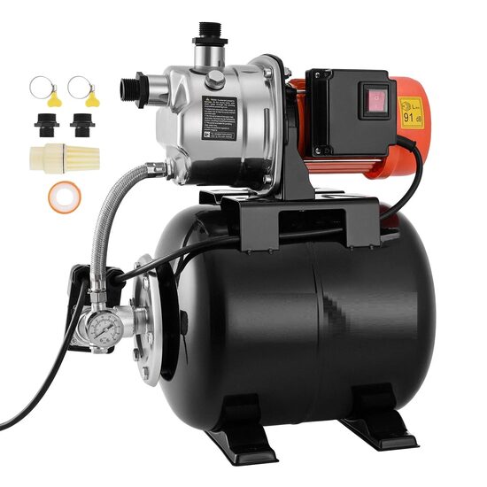 Hidrofor cu cap pompa inox, 735 W, 1.4-2.8 Bar, 3750 l/h, Inaltime max 39 m, Adancime 8 m