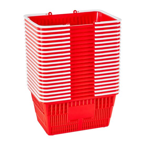 Set 20 x cosuri cumparaturi, 21 l, manere, Rosu, Polietilena
