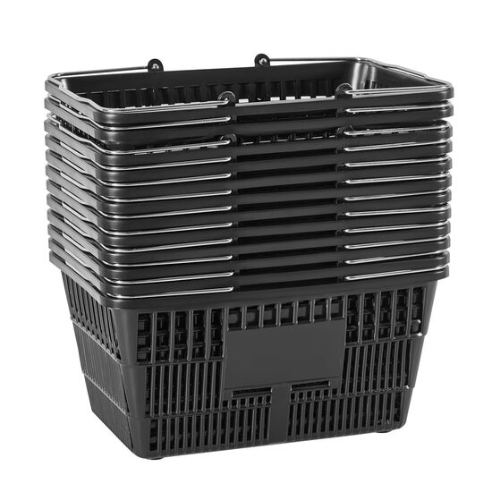 Set 12 x cosuri cumparaturi, 21 l, manere otel, Negru, Polietilena/Otel