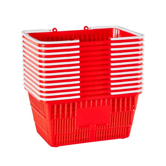 Set 12 x cosuri cumparaturi, capacitate 21 l, manere, Rosu, Polietilena