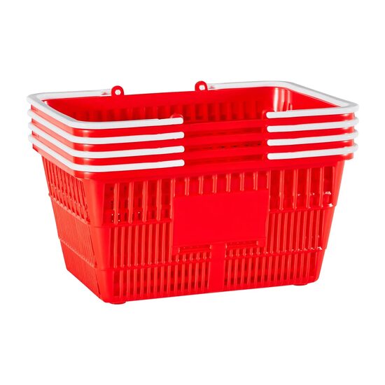 Set 4 x cosuri pentru cumparaturi, capacitate 21 l, manere, Rosu, max 9 kg