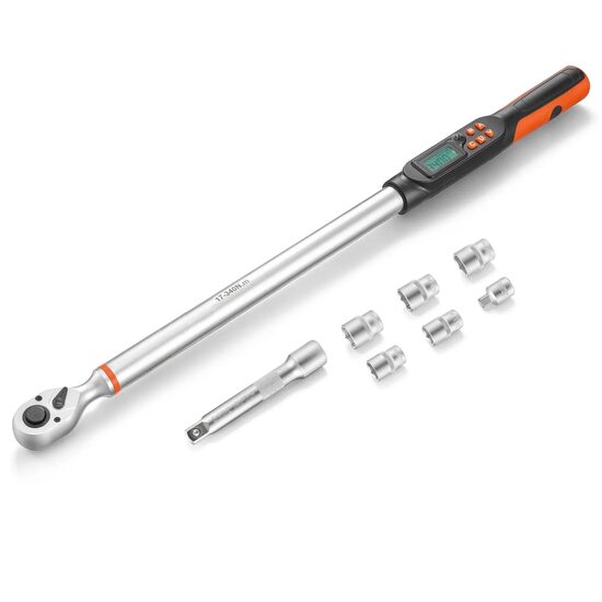 Cheie dinamometrica digitala cu clichet, bara extensie, 1/2 inch, precizie de ±2%, Cuplu 17-340 Nm, 5 x tubulare