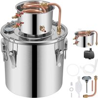 Cazan pentru distilat alcool, Inox/Cupru, Capacitate 36 l, manometru, termometru, pompa apa