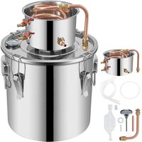 Cazan pentru distilat alcool, Inox/Cupru, Capacitate 38 l, manometru, termometru incorporat