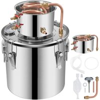 Cazan pentru distilat alcool, Inox/Cupru, Capacitate 19 l, manometru, termometru incorporat