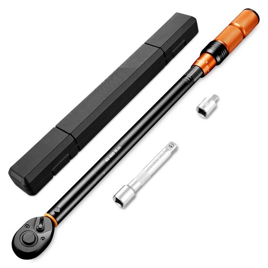 Cheie dinamometrica cu clichet, 1/2 inch, precizie de ±3%, Cuplu 40-400 Nm, bara extensie si adaptor