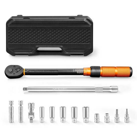 Cheie dinamometrica cu extensie si chei tubulare, 3/8 inch, Cuplu 6.8-61.2 Nm, Precizie ±3%, Cr-Mo