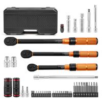 Set 3 x Cheie dinamometrica cu extensie si chei tubulare si biti, 1/4, 1/2, 3/8 inch, Cuplu 2.3-27.1 Nm, 6.8-61.2 Nm, 13.5-230.5, Cr-Mo