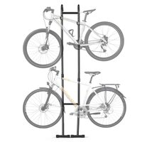 Suport de perete pentru 2 x biciclete, Vertical, Negru, Otel, fara gaurire perete, max 45 kg
