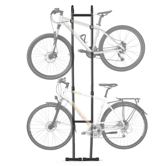 Suport de perete pentru 2 x biciclete, Vertical, Negru, Otel, fara gaurire perete, max 45 kg