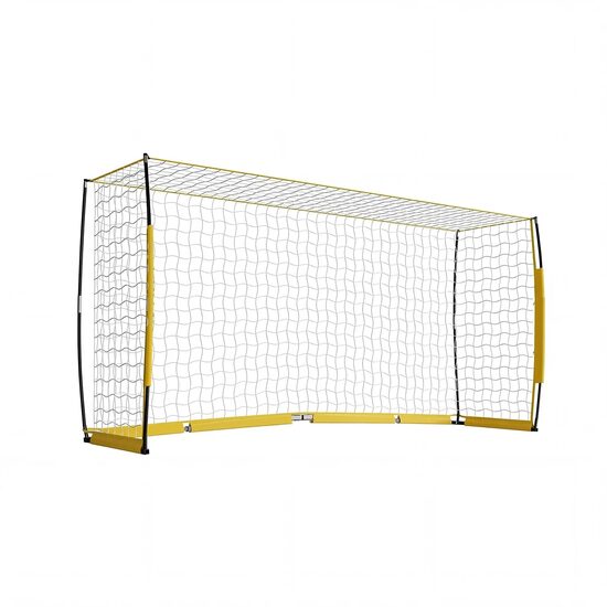 Poarta de fotbal 3.6 x 1.8 m, Portabila si pliabila, tarusi fixare, plasa, stalpi fibra de sticla, galben