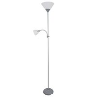 Lampa de podea cu 2 x surse E27/E14, Alb, IP20, Metal/Sticla