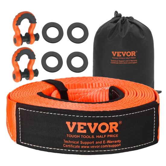 Curea de remorcare pentru off-road, lungime 9.1 m, Rezistenta la rupere 16 tone, latime 76.2 mm, 2 x inele D