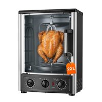 Gratar electric vertical pentru shawarma / kebab, capacitate 22 l, 1500 W, tava scurgere, suport 7 frigarui
