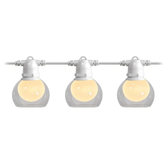 Ghirlanda decorativa led, 10 x becuri incluse, Exterior IP44, Lumina calda 3000K, Lungime 8 m, Alba