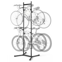 Suport de podea pentru 4 x biciclete, Vertical, Negru, Otel