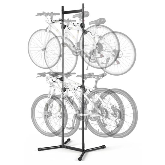 Suport de podea pentru 4 x biciclete, Vertical, Negru, Otel