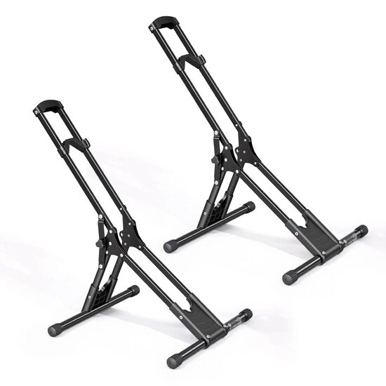 Set 2 x Suport pliabil pentru bicicleta, compatibil cu diametrele roților de 508-737 mm, Otel, Negru