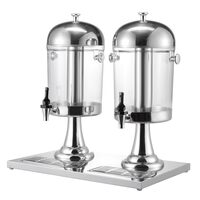 Set 2 x Dozator bauturi, Capacitate 2 x 8 l, Inox si PC, Tava scurgere, robinet anti-picurare