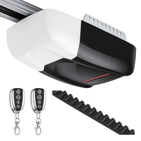 Kit automatizare usi garaj, Forta tractiune 800 N, max 80 kg, sina cu 4 sectiuni, 2 x Telecomenzi, actionare curea