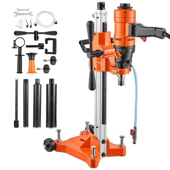 Masina de carotat umed/uscat cu suport cu roti, Diametru gaurire 20-202 mm, 1500 W, 2300 rpm, 4 x carote 25, 50, 76, 102 mm
