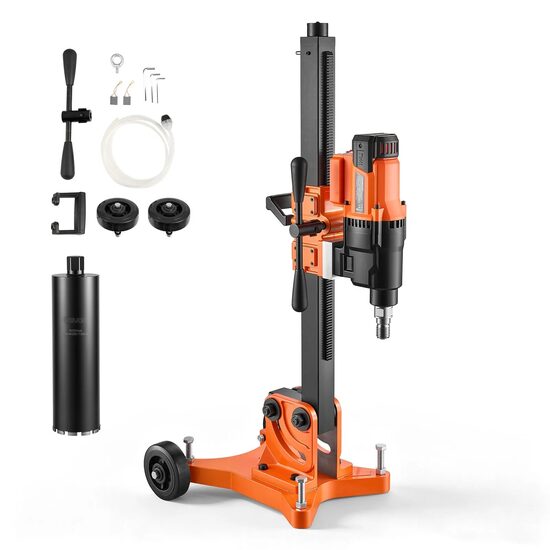 Masina de carotat umed/uscat cu suport cu roti, Diametru gaurire 20-305 mm, 3000 W, 1000/550 rpm, 1 x carota inclusa de 127 mm