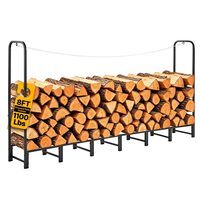 Suport pentru lemne, Otel carbon, max 500 kg, Negru, 2415 x 320 x 1185 mm