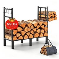 Suport pentru lemne, Otel carbon, max 250 kg, Negru, 830 x 330 x 795 mm, sac transport