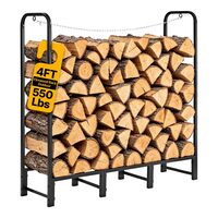 Suport pentru lemne, Otel carbon, max 250 kg, Negru, 1220 x 320 x 1185 mm