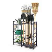 Organizator pentru unelte de gradina si scule, 3 x niveluri, Otel, Carlige