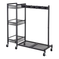 Organizator cu roti pentru accesorii curatenie, 3 x niveluri, Otel, Carlige