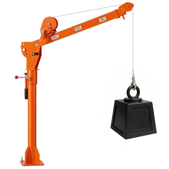 Macara cu troliu manual pentru camionete, Brat telescopic rotativ la 360°, max 510 kg, Pliabil