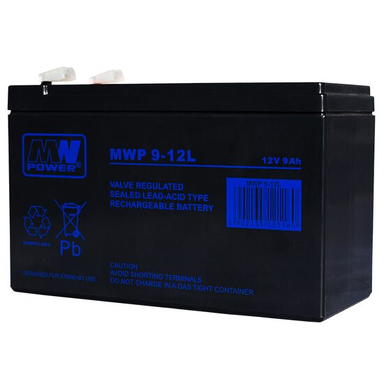 Acumulator stationar pentru UPS-uri, Tehnologie AGM VRLA 12 V, 9 Ah, fara intretinere, complet etansa