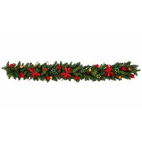 Ghirlanda de Craciun, Lungime 200 cm, Verde cu decoratiuni rosii