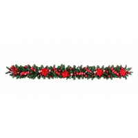 Ghirlanda de Craciun, Lungime 200 cm, Verde cu decoratiuni de culoare rosie