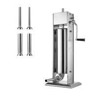 Masina manuala de umplut carnati, Inox, Verticala, 7 l capacitate, 4 x tuburi, 2 x viteze