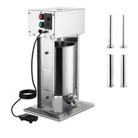 Masina electrica de umplut carnati, Profesionala, Inox, 4 x Tuburi, 200 W, control viteza, Capacitate 12 l