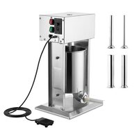 Masina electrica de umplut carnati, Profesionala, Inox, 4 x Tuburi, 200 W, control viteza, Capacitate 10 l