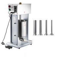 Masina electrica de umplut carnati, Profesionala, Inox, 4 x Tuburi, 200 W, control viteza, Capacitate 10 l, pedala control
