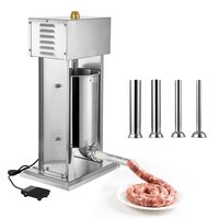 Masina electrica de umplut carnati, Profesionala, Inox, 4 x Tuburi, 200 W, control viteza fara trepte, Capacitate 12 l, pedala control