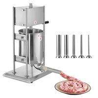 Masina manuala de umplut carnati, Inox, 10 l capacitate, 5 x tuburi, 2 x viteze rapid si lent, Verticala