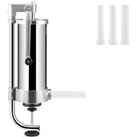 Masina manuala de umplut carnati, Inox, 3 l capacitate, 3 x tuburi, 1 x viteze, Verticala