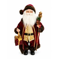 Decoratiune Mos Craciun, Inaltime 60 cm, Tinuta Bordo, Decoratiuni aurii