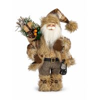 Decoratiune Mos Craciun, Inaltime 30 cm, Tinuta Maro/Gri, Decoratiuni felinar si sac cadouri